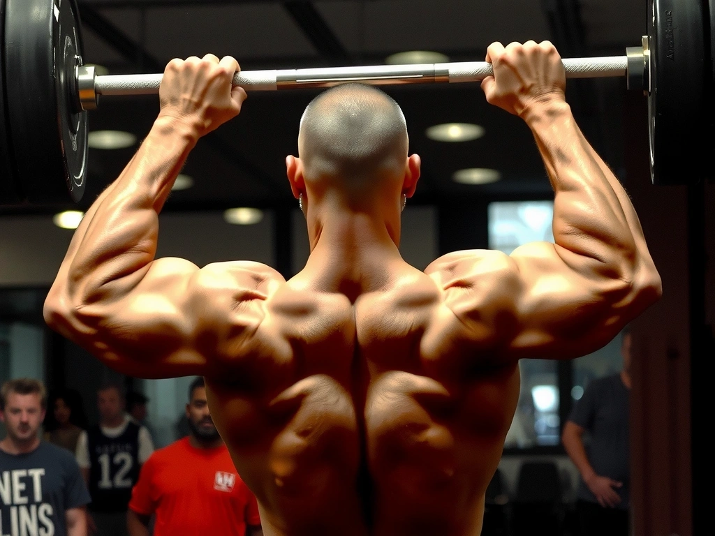 Weightlifter lifting heavy weights, representing strength sports nutrition